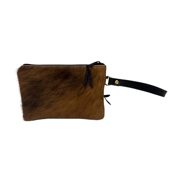The "Kaylee"- Caramel and Black Leather Ladies Clutch