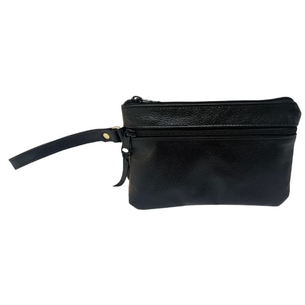 The "Kaylee"- Caramel and Black Leather Ladies Clutch - Image 2