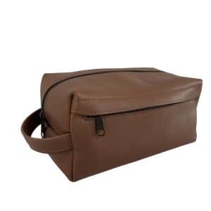 Tan Leather Toiletry Bag - Lined