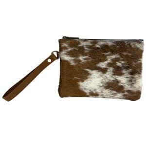 The "Kaylee"- Brown & White Leather Ladies Clutch