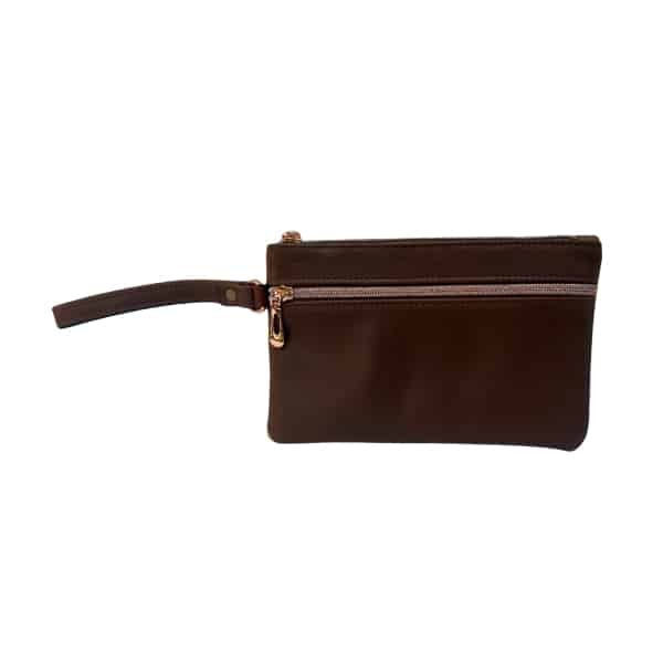The "Kaylee"- Caramel Brown Leather Ladies Clutch - Image 2