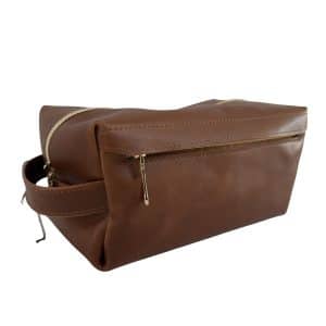 Caramel Leather Toiletry Bag - Unlined