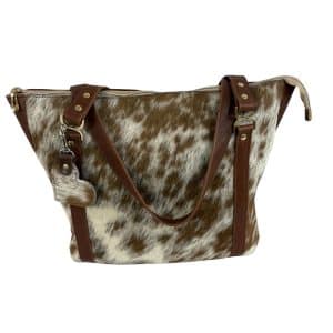 The Joanne Handbag - Brown and White
