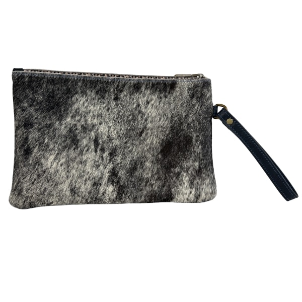 The "Zoe" - Black, White & Navy Leather Clutch