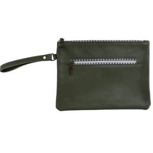 The "Zoe" - Moss Green Leather Clutch